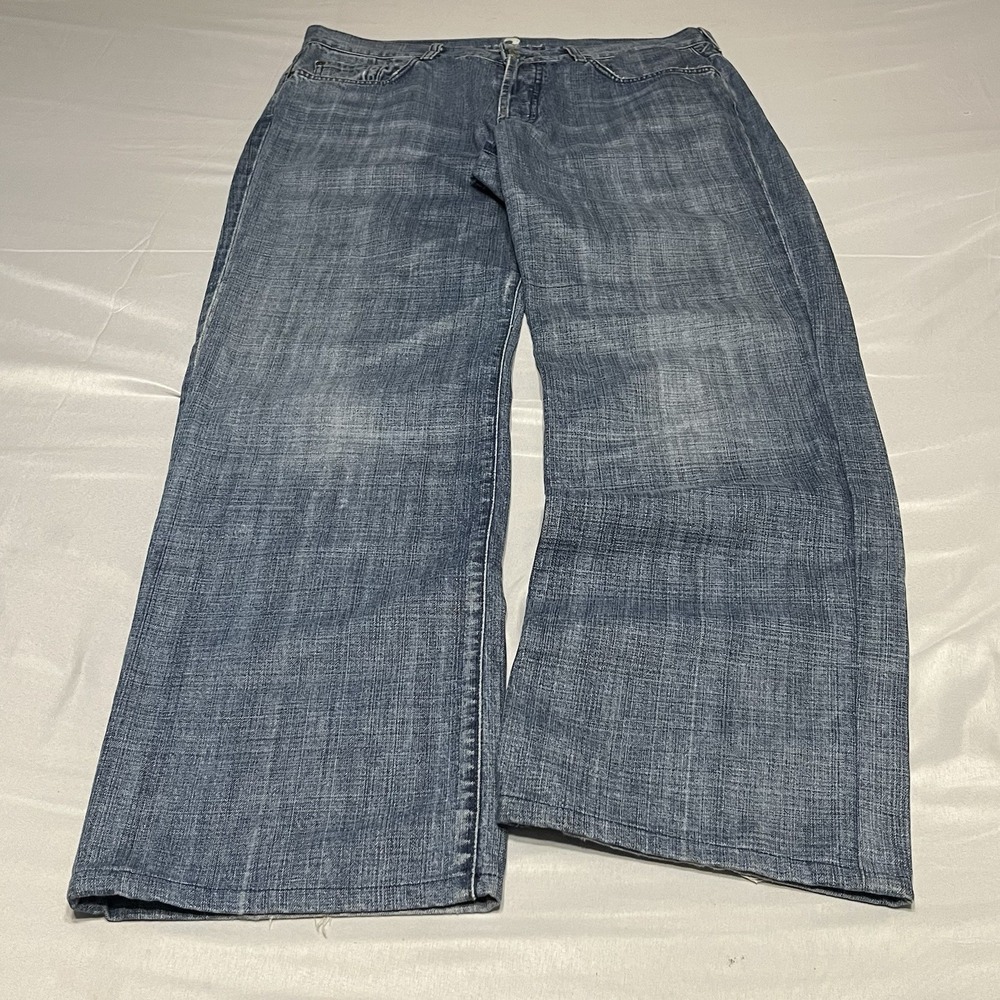 7 For All Mankind Jeans Mens Size 36x32 Blue Relaxed Distressed Button Fly USA